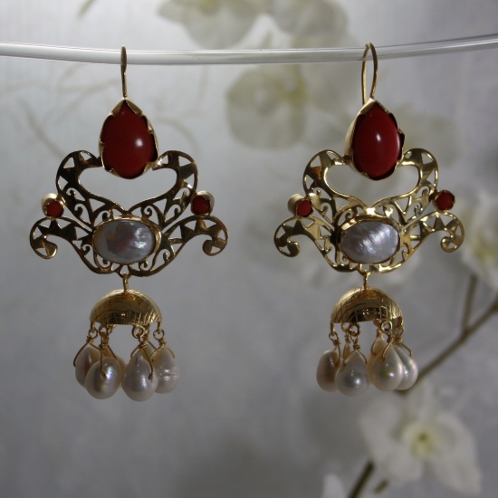 Louange Coral & Pearls Earrings