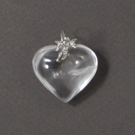 Rock crystal heart &  mini angel pendant