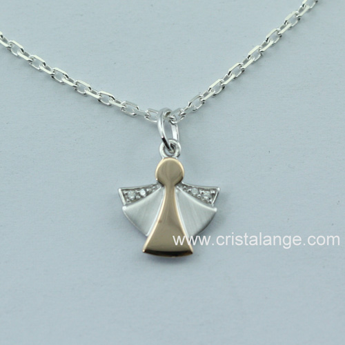 Silver angel necklace with zirconium