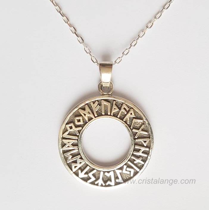 Rune alphabet silver necklace