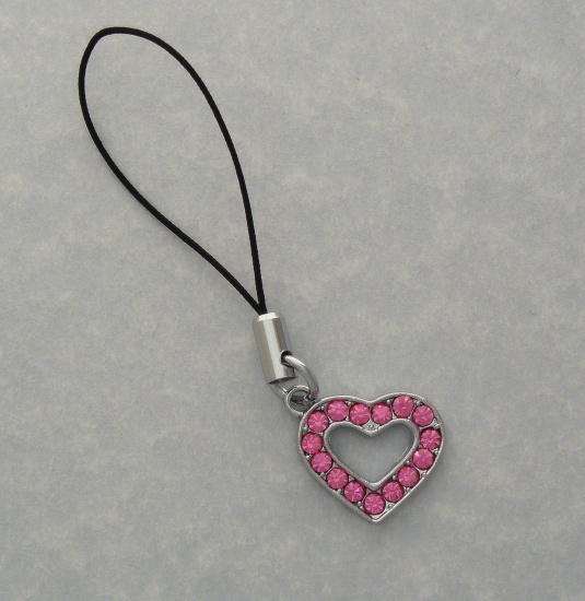Pink rhinestone heart for mobile