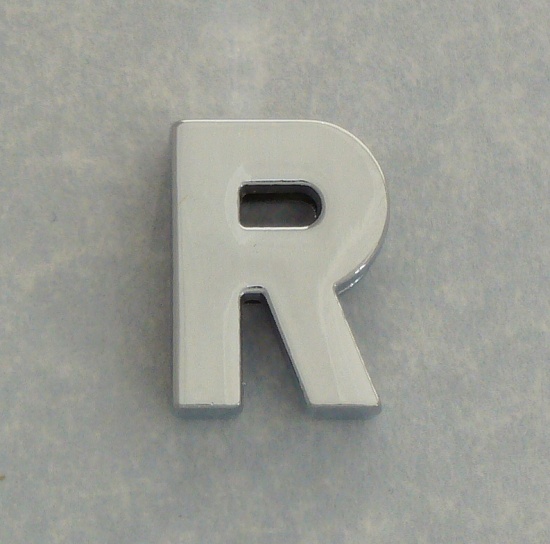 R chrome steel letter