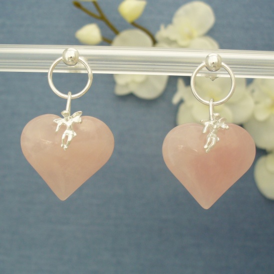Angel of Heart Rose quartz Earrings
