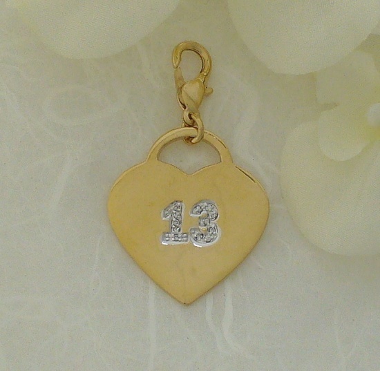 Abygael 13 heart gold plated charm