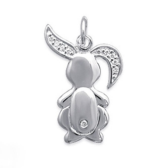 Discover our full range of silver pendants on cristalange.com, here a necklace with a rabbit pendant with cubic zirconiums.