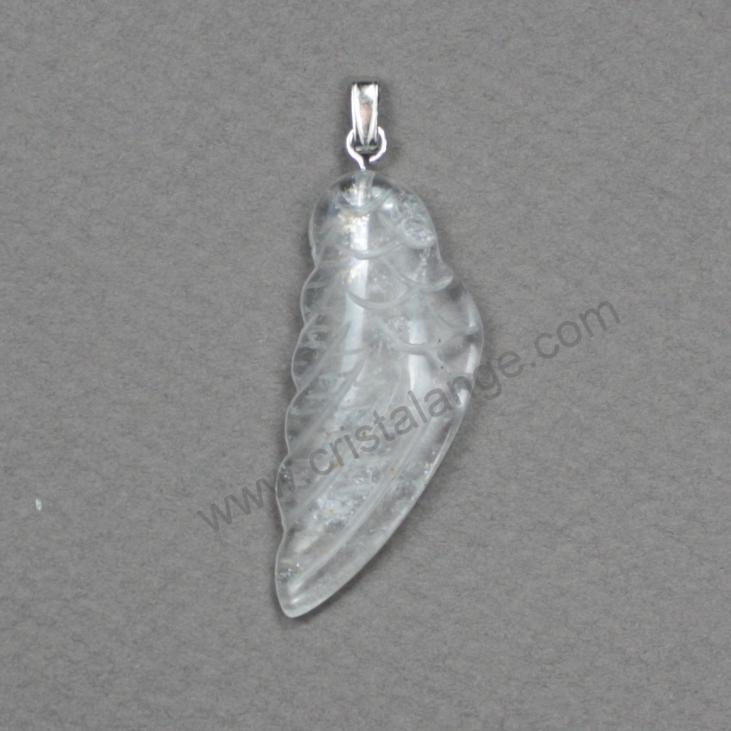 Discover the energetic properties of gemstones and semi precious stones, as well as our guardian angel jewels, here a rocky quartz angel wing pendant, transparent stone.