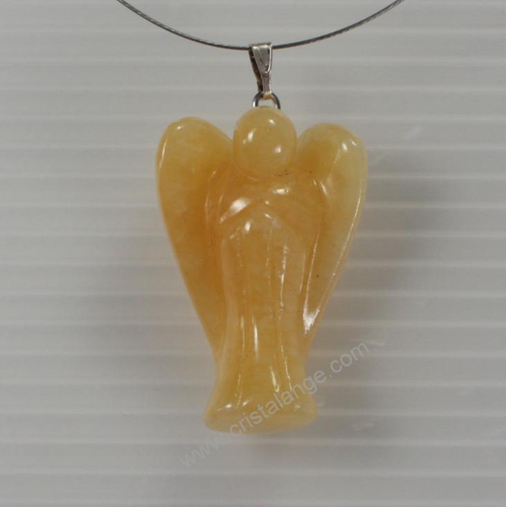 Discover our jewellery with semi precious stones and guardian angels, here an angel in orange calcite, semi precious stone