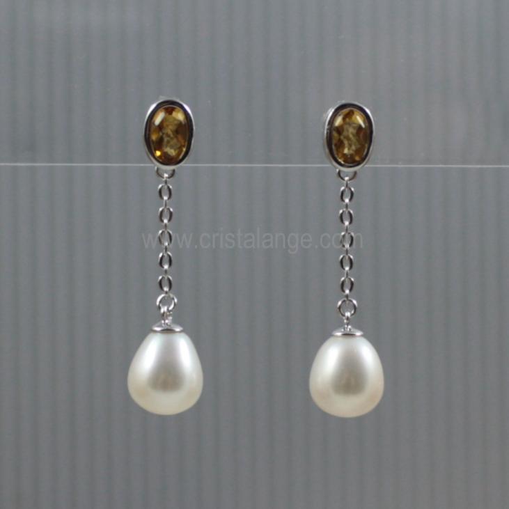 Cypriane citrine & pearl earrings