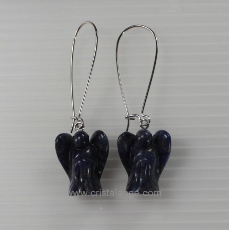 Discover our jewellery with semi precious stones and guardian angels, here earrings with sodalite angels