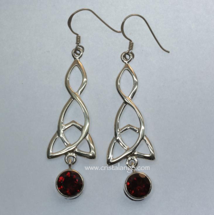 Garnet red gemstone Félicie silver earrings