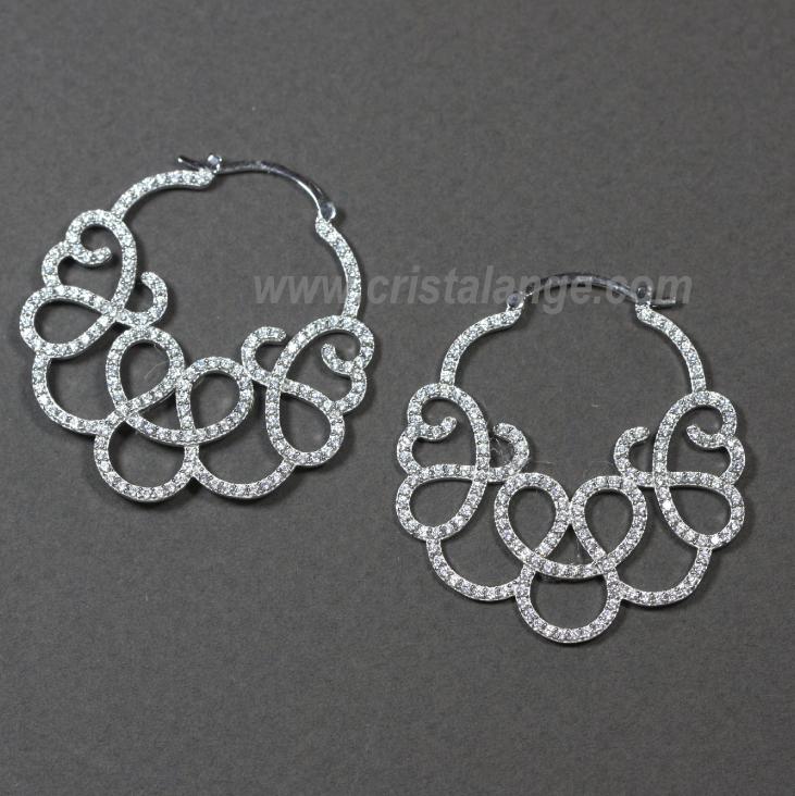 Rhodiated silver earrings with zirconium clouds