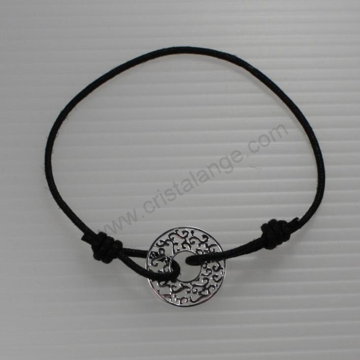 Silver lace on a cord bracelet
