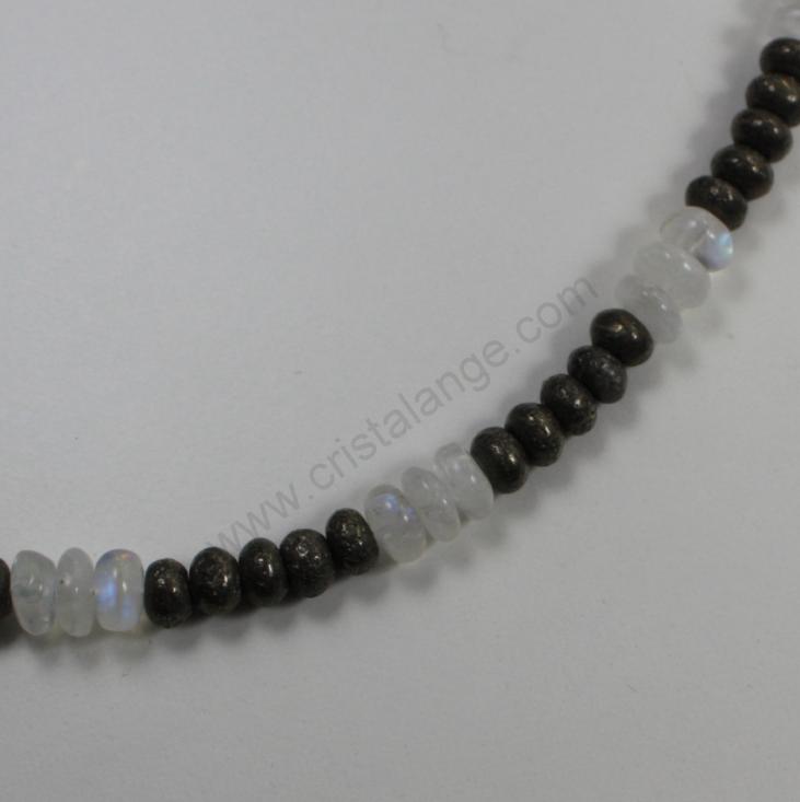 Dicover the power of gemstones with this pyrite and moonstone necklace