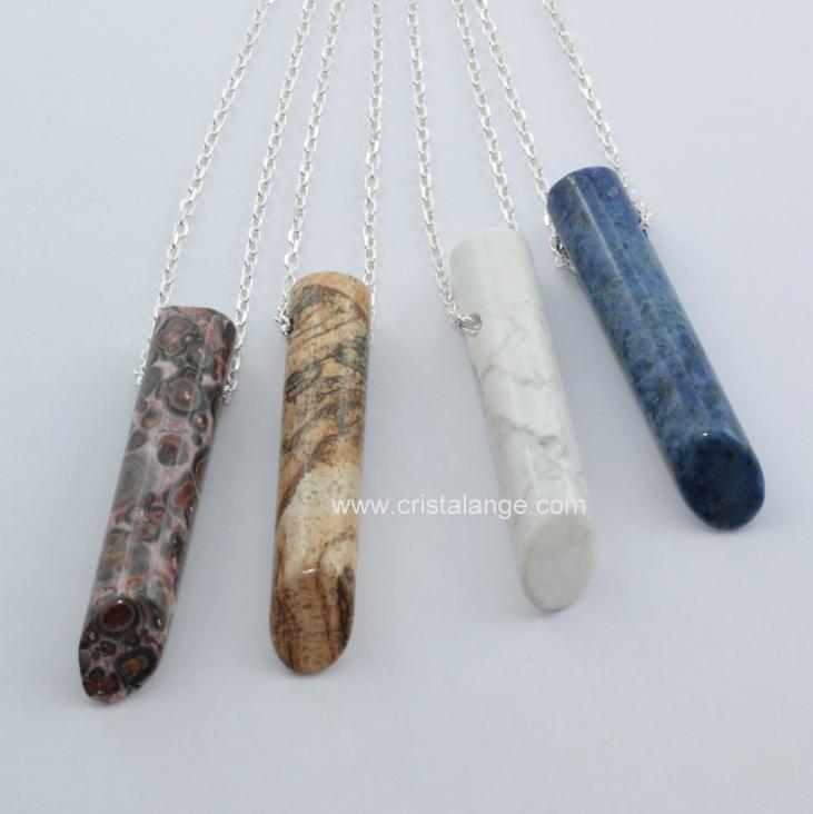 DIscover the energetic properties of gemstones and semi precious stones, here necklaces with dumortierite, jasper, howlite