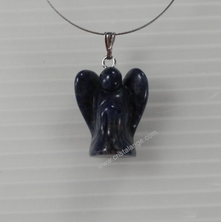 Discover our jewellery with semi precious stones and guardian angels, here a pendant in sodalite