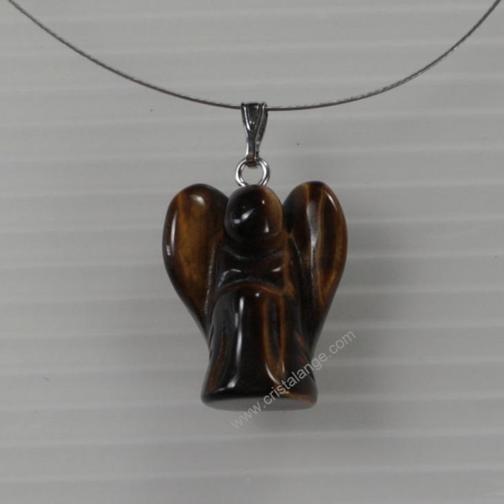 Discover our jewellery with semi precious stones and guardian angels, here a tiger's eye baby angel