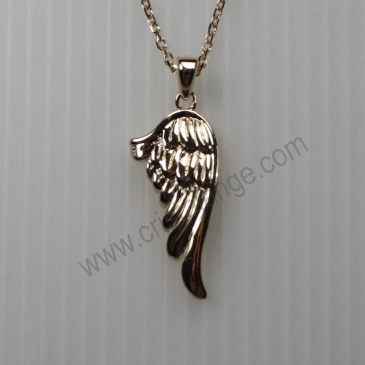 Gold plated necklace with angel wing