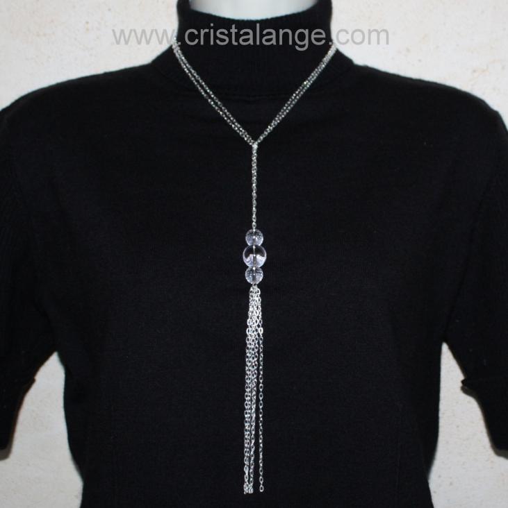 Rock crystal tie necklace