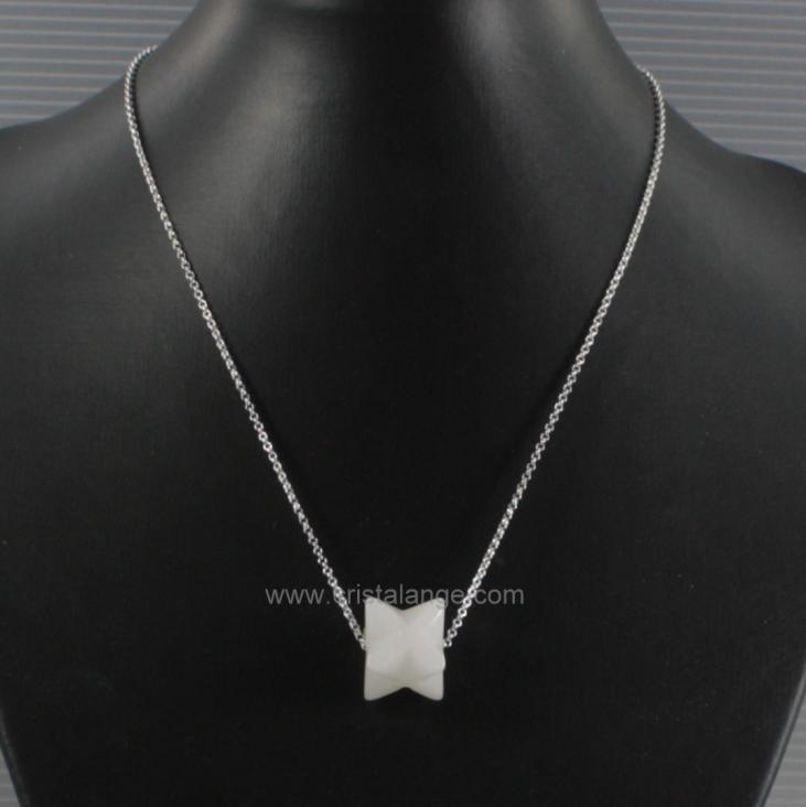 Milky quartz merkaba star necklace