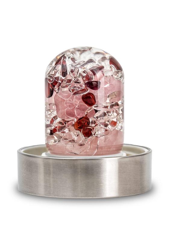 Rose quartz, Garnet and rock crystal gemstone water base for the bottle
