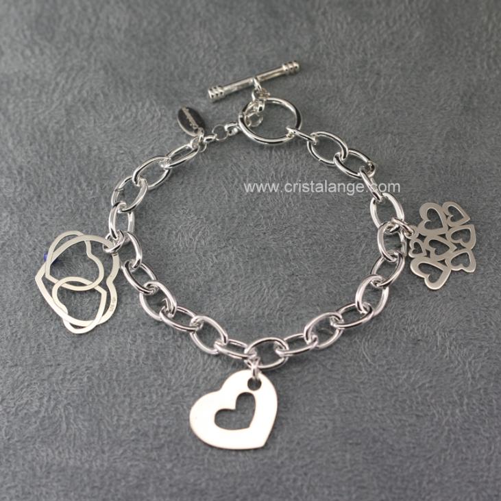Endless love 3 charm silver XL bracelet
