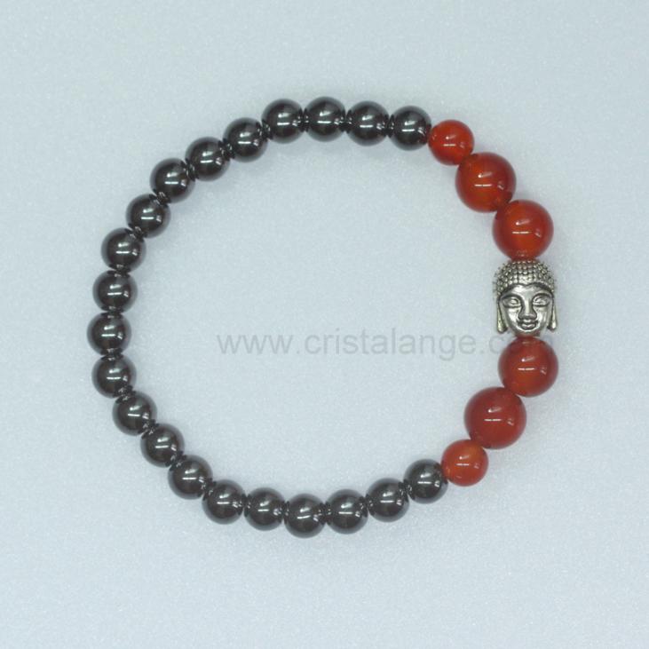Discover the healing power of stones with this cornelian and hematite bracelet . Cristalange.com
