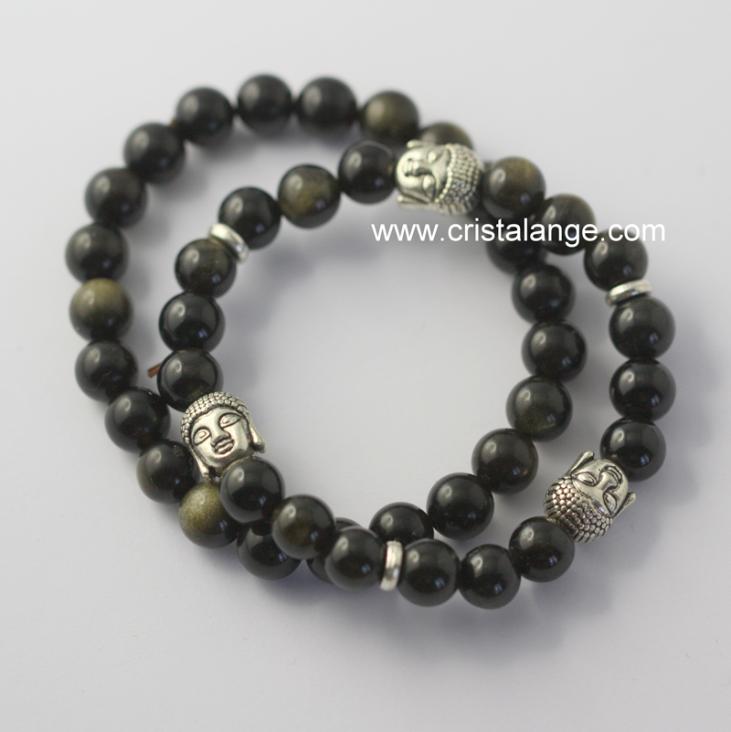 Golden obsidian and bouddha bracelets