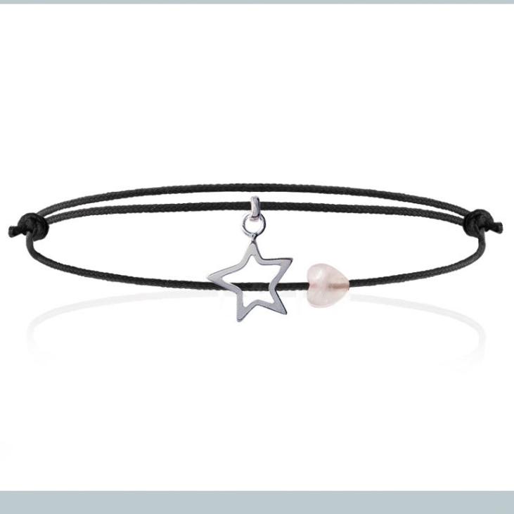 Star on black link bracelet