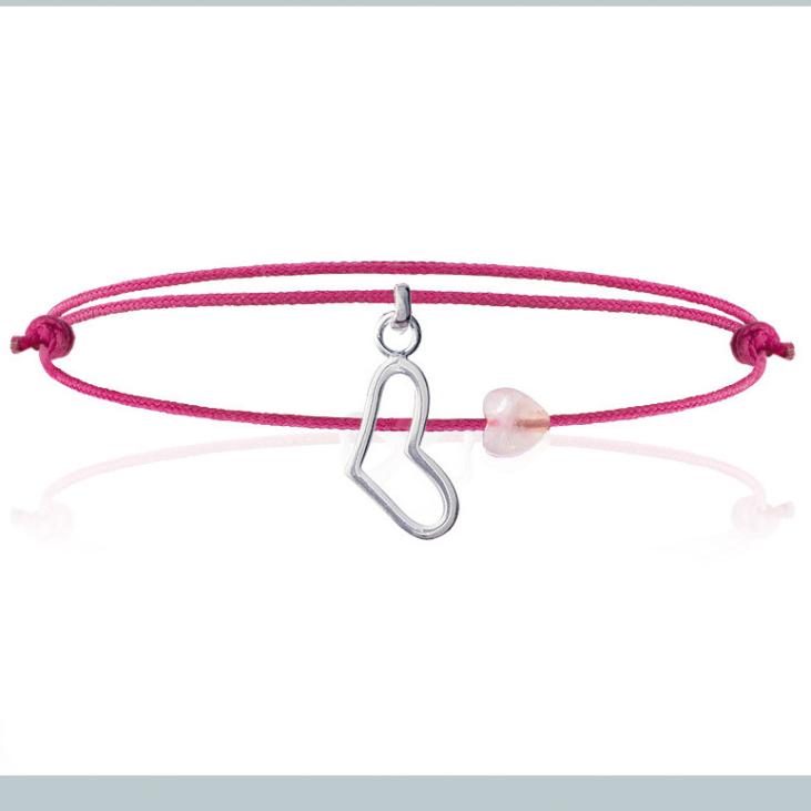 Heart on pink link bracelet