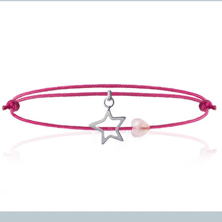 Star on pink link bracelet
