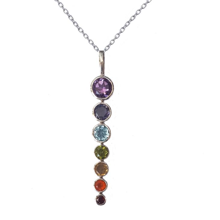 Light and chakras gemstones necklace