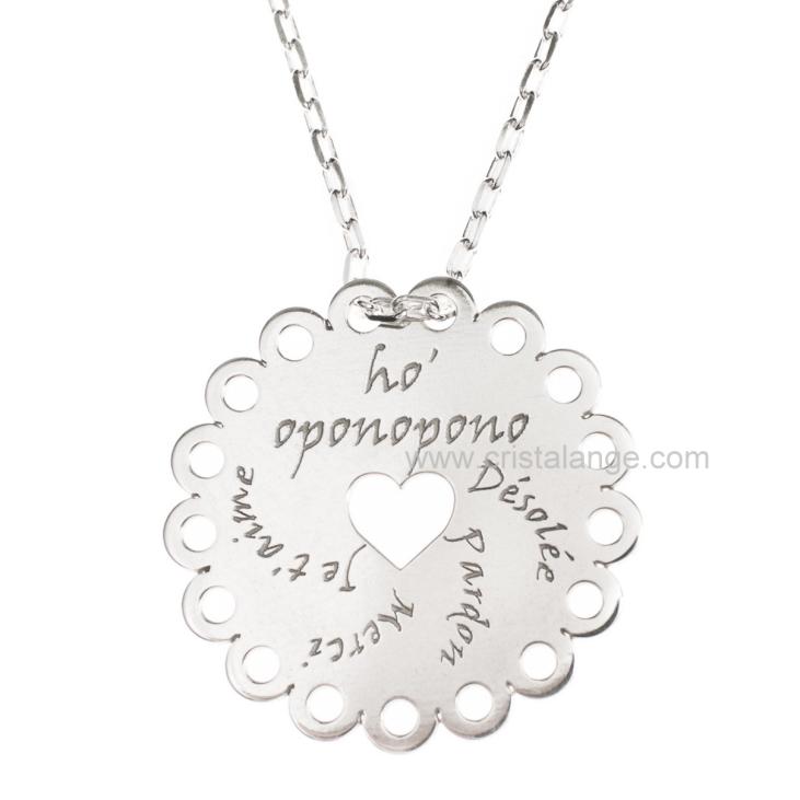 Ho oponopono necklace with heart, flower shape