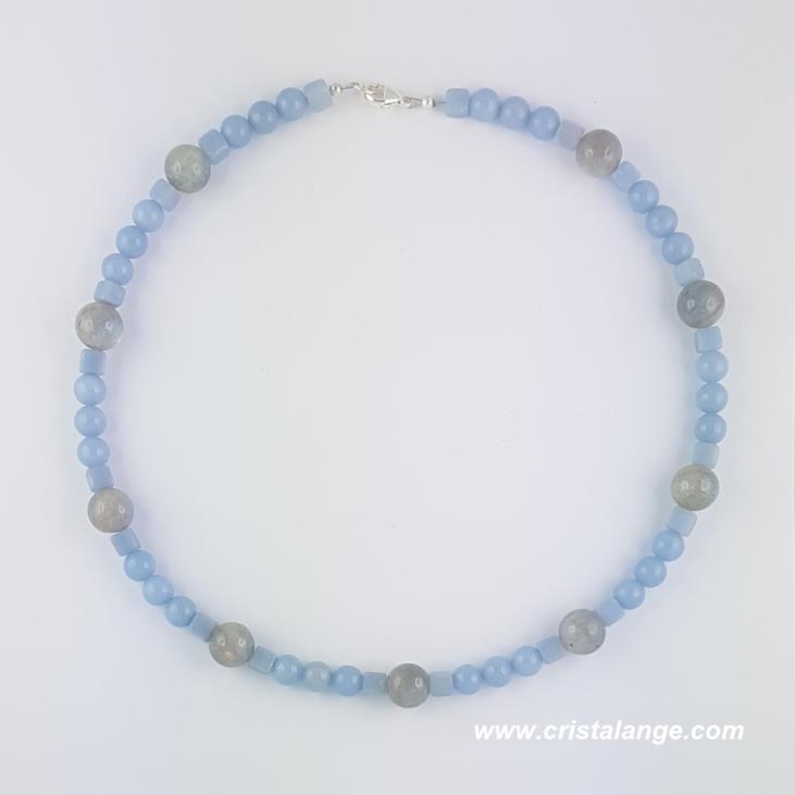Labradorite and angelite necklace for protection