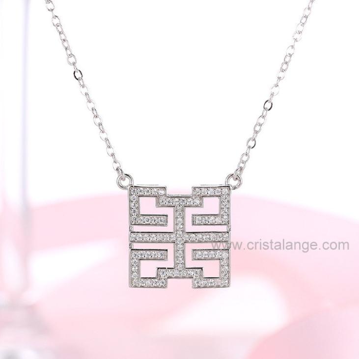 Double happiness silver necklace