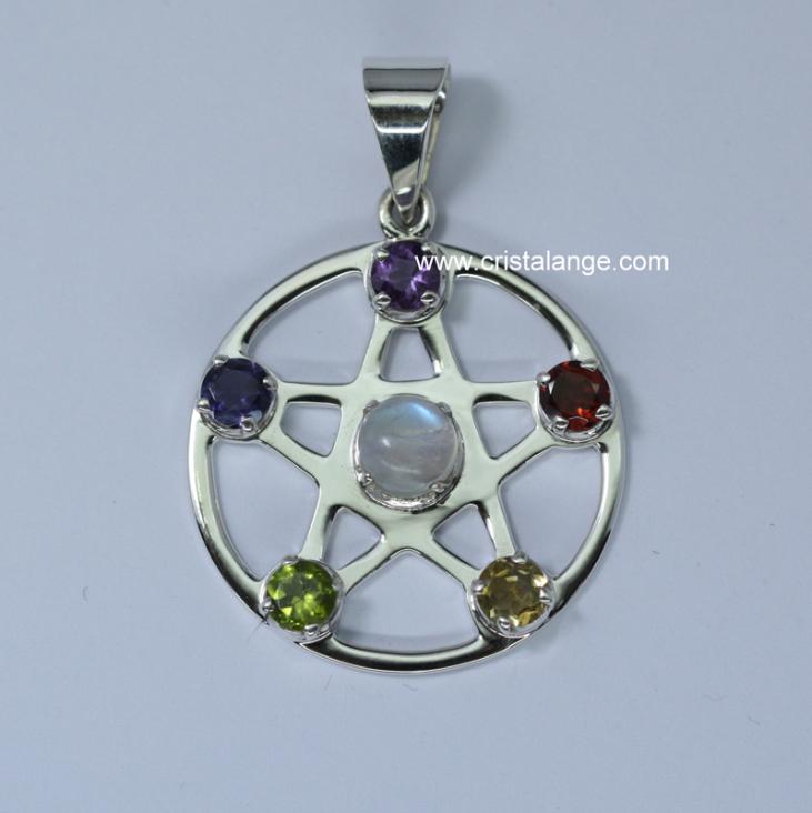 Semi precious stones star pendant