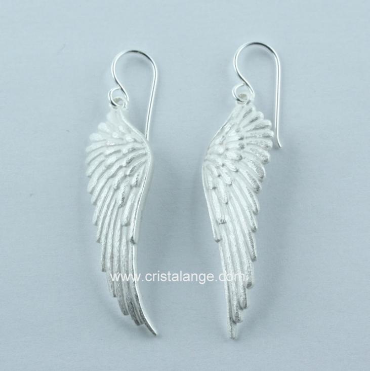 Mat silver angel wings earrings