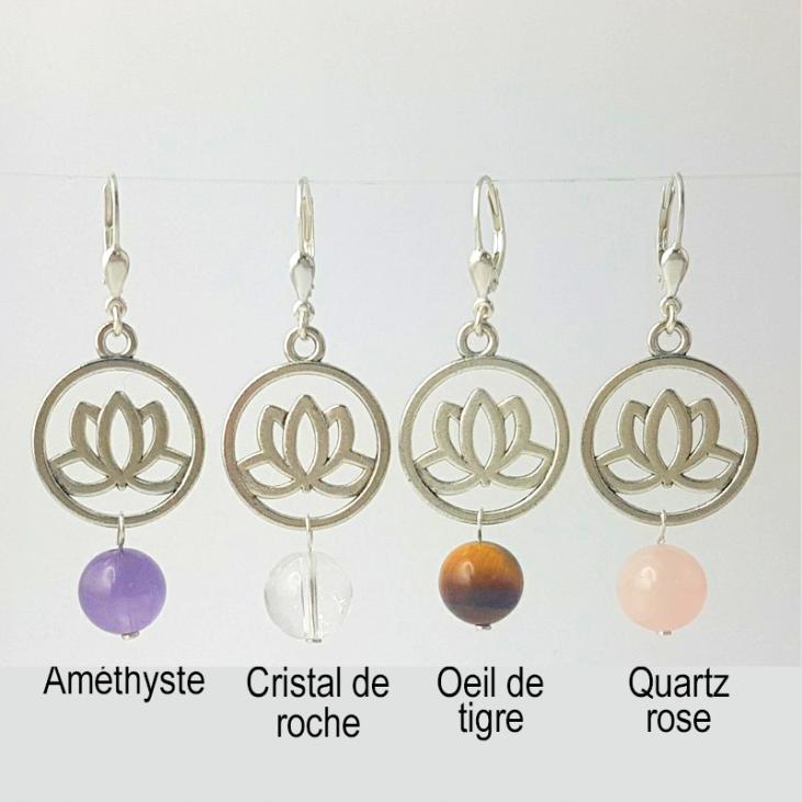 Lotus flower earrings with gemstones