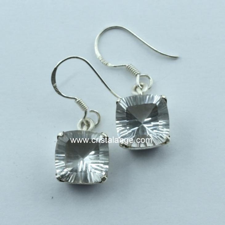 Laser cut square rocky crystal earrings