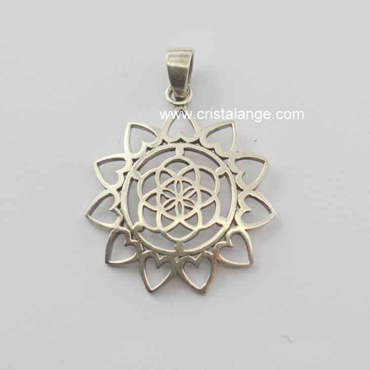 Seed of Life in a Love lotus pendant