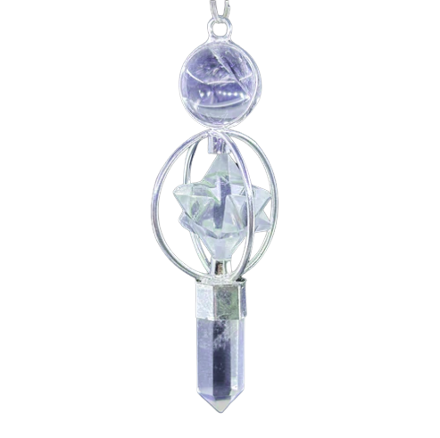 Rock crystal merkaba pendulum