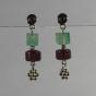 Discover our range of healing with gemstones jewellery like these earrings in green and red fluorite, natural coloured semi precious stones