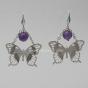 Amethyst and butterfly silver earrings