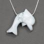 Howlite delphin pendant, white gemstone