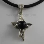 Silver angel with onyx bead pendant