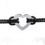 Stainless steel heart on a leather bracelet