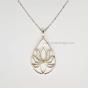 Stylish lotus flower silver necklace