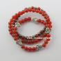 Set of 2 or 3 hematite and cornelian bracelets with 5 silvered metal buddhas
