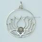 Lotus flower Universe silver pendant with amethyst or white labradorite