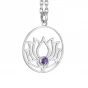 Lotus flower Universe silver pendant with amethyst or white labradorite