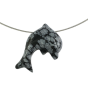 Snowflake obsidian delphin pendant